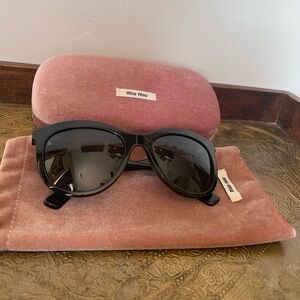 Miu Miu Black Sunglasses with Pink Case